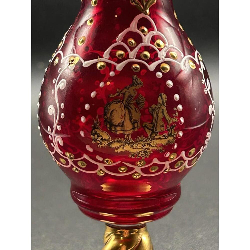 Vintage Beautiful Murano Italian art glass Classical Cameo Vase Red 5 Inch 1970s - Picture 5 of 9